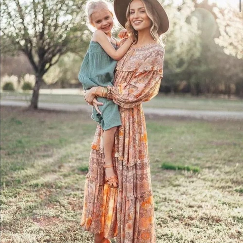 Long Sleeve Boho Floral Gypsy Print Maxi Dress - Picture 3 of 15